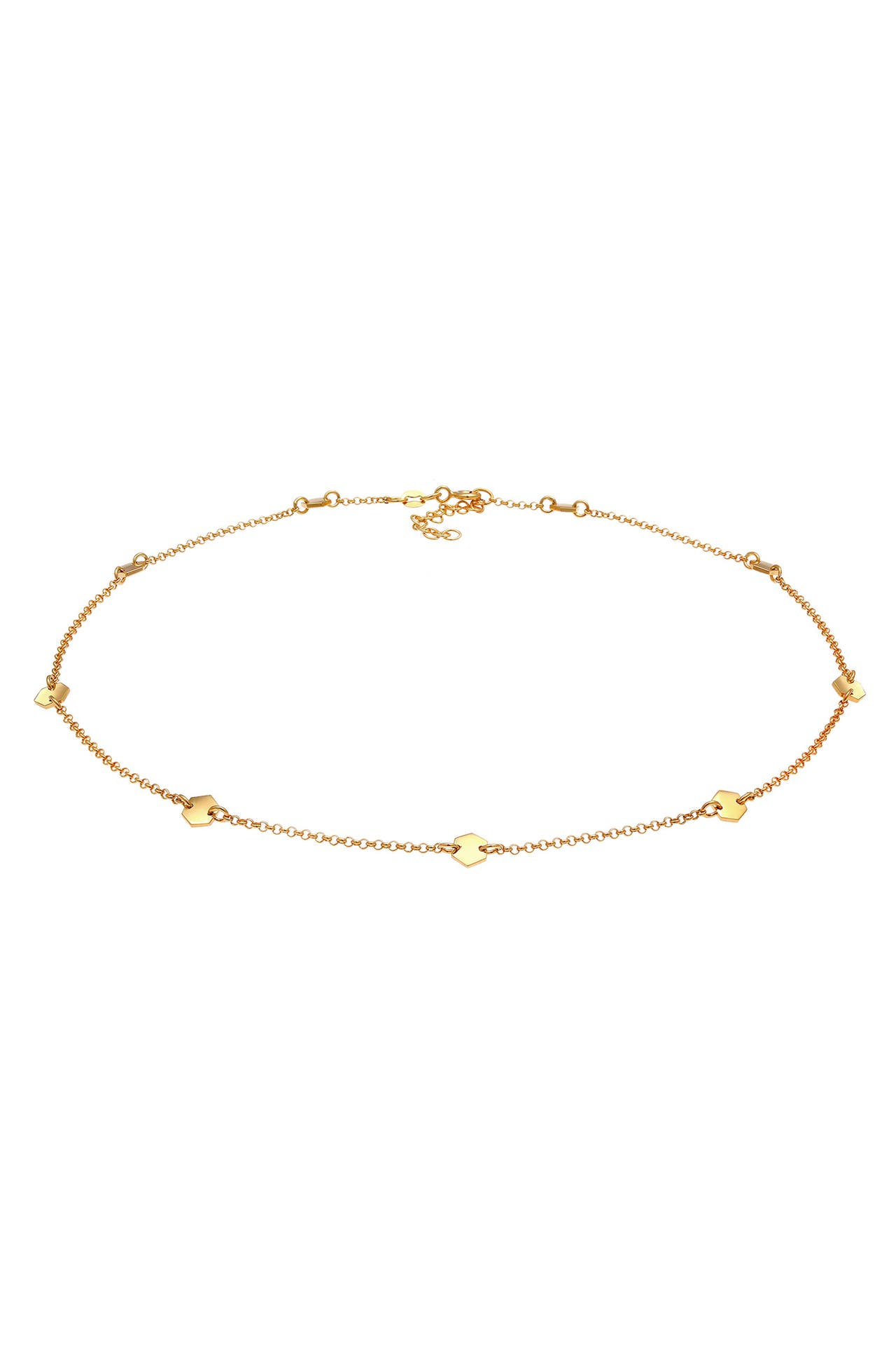ELLI Kette Choker Geo Plättchen Hexagon 925 Silber Gold, Bild 1
