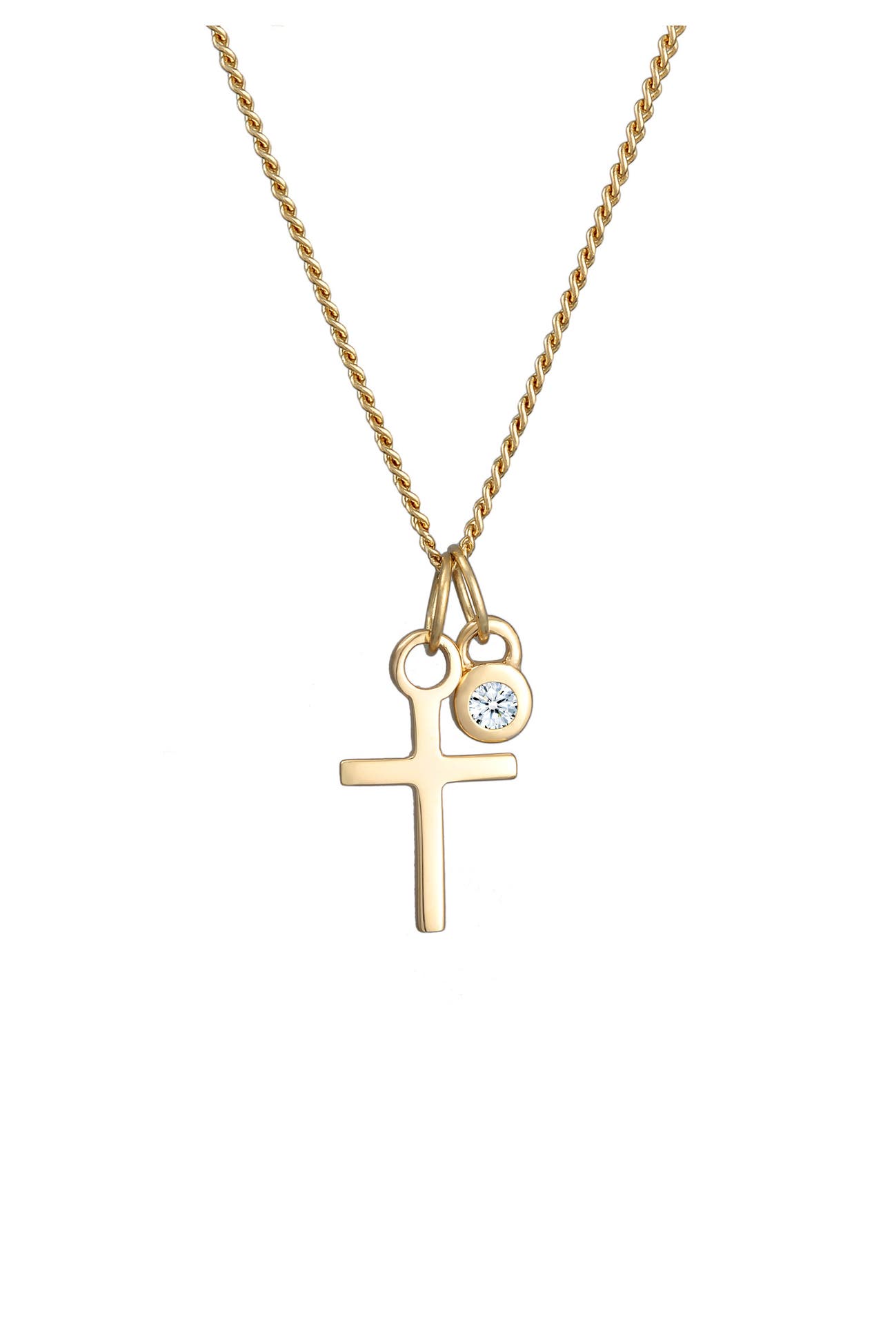 ELLI DIAMONDS Kette Kreuz Solitär Diamant (0,03 ct) 585 Gelbgold Gold, Bild 1