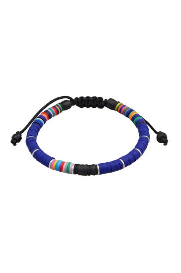 KUZZOI Armband Herren Heishi Glas Beads Textilband 925 Silber Blau
