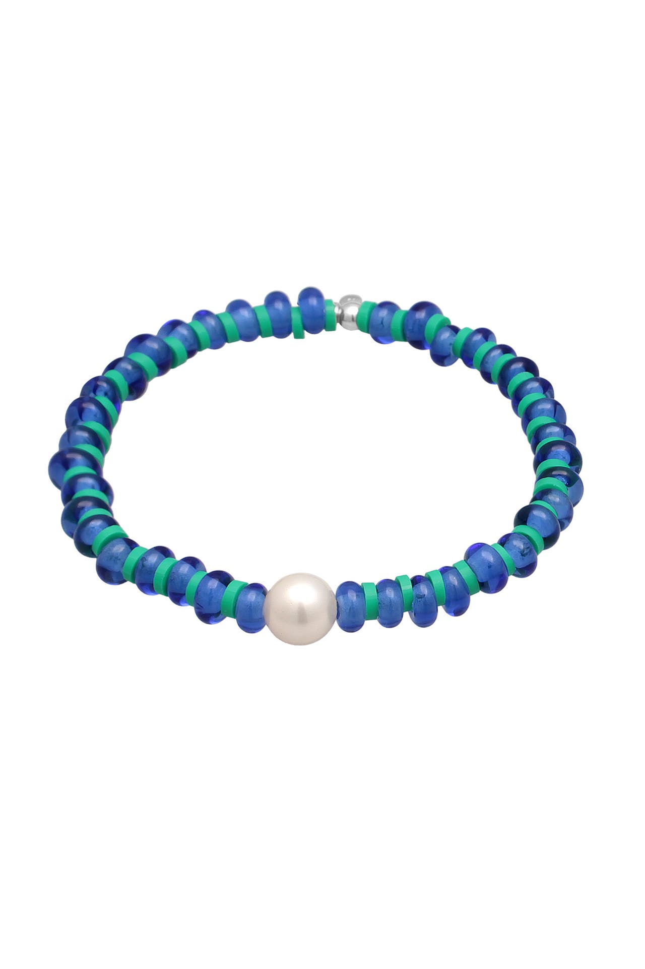ELLI Armband Glas Perlen Heishi Disc Muschelkernperle 925 Silber Blau, Bild 1