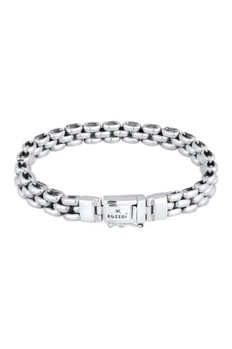 KUZZOI Armband Herren Trend Glieder Kette Oxidiert 925 Silber Silber