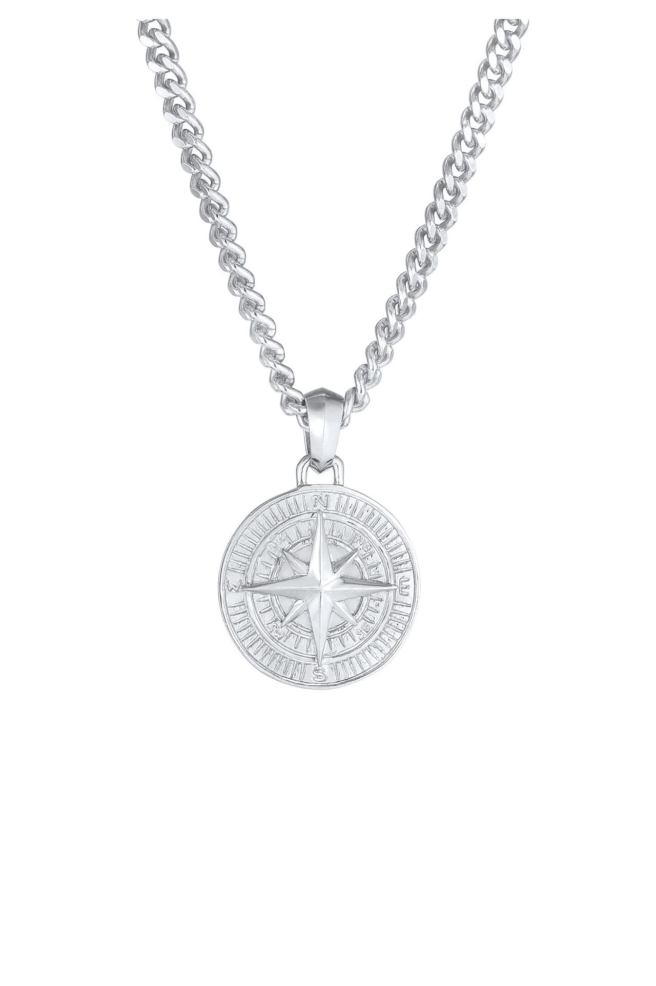 KUZZOI Kette Herren Panzerkette Kompass Maritim 925er Silber Silber, Bild 1