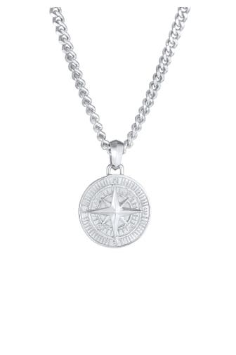 KUZZOI Kette Herren Panzerkette Kompass Maritim 925er Silber Silber