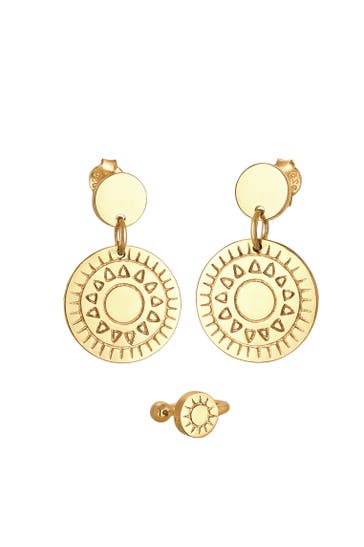 ELLI Ohrringe Ornament Plättchen Earcuff 2er Set 925 Silber Gold