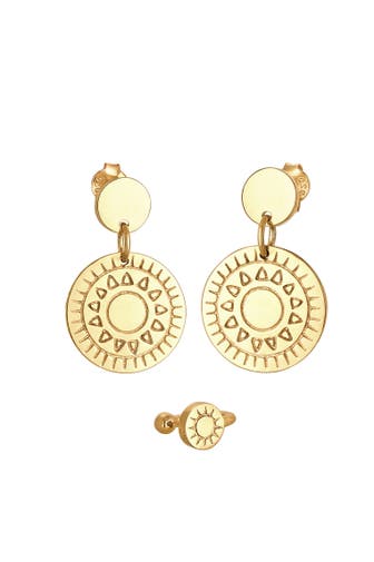 ELLI Ohrringe Ornament Plättchen Earcuff 2er Set 925 Silber Gold