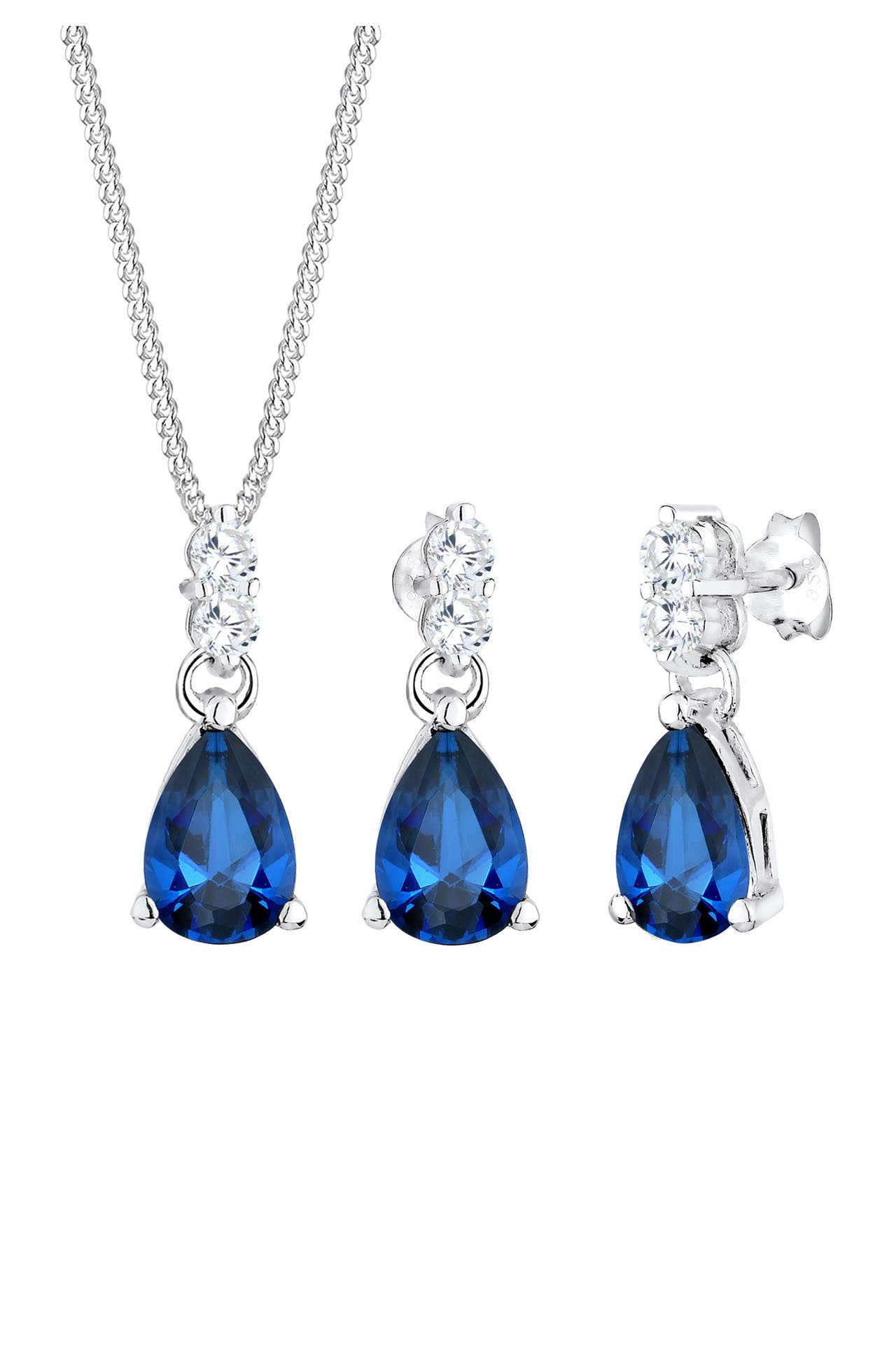 ELLI PREMIUM Schmuckset Zirkonia Synthetischer Saphir Blau 925 Sterling Silber Silber, Bild 1