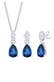Schmuckset Zirkonia Synthetischer Saphir Blau 925 Sterling Silber Silber