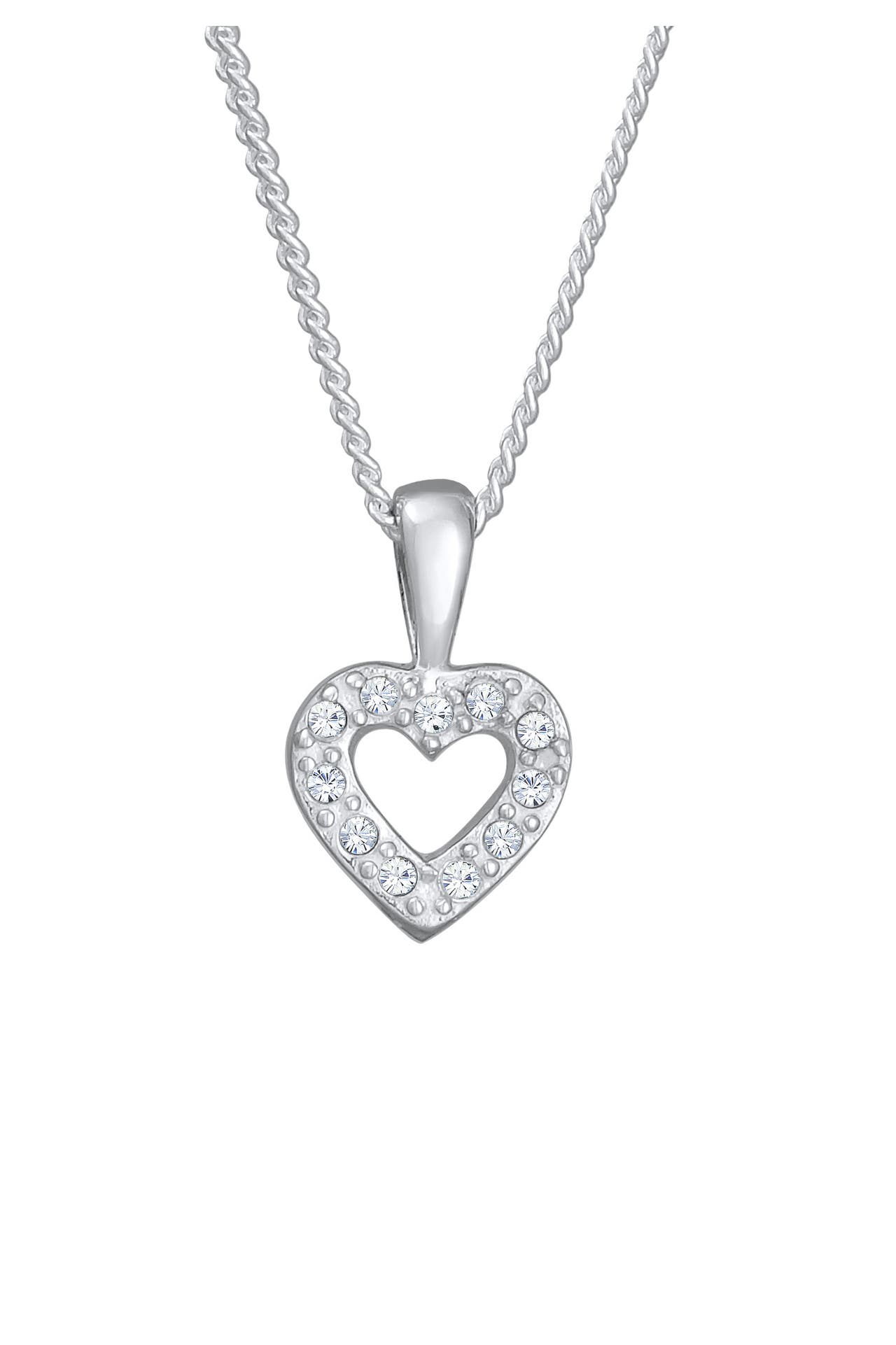 ELLI Kette Herz Liebe Romantik 925 Silber, mit Kristallen von Swarovski® Silber, Bild 1