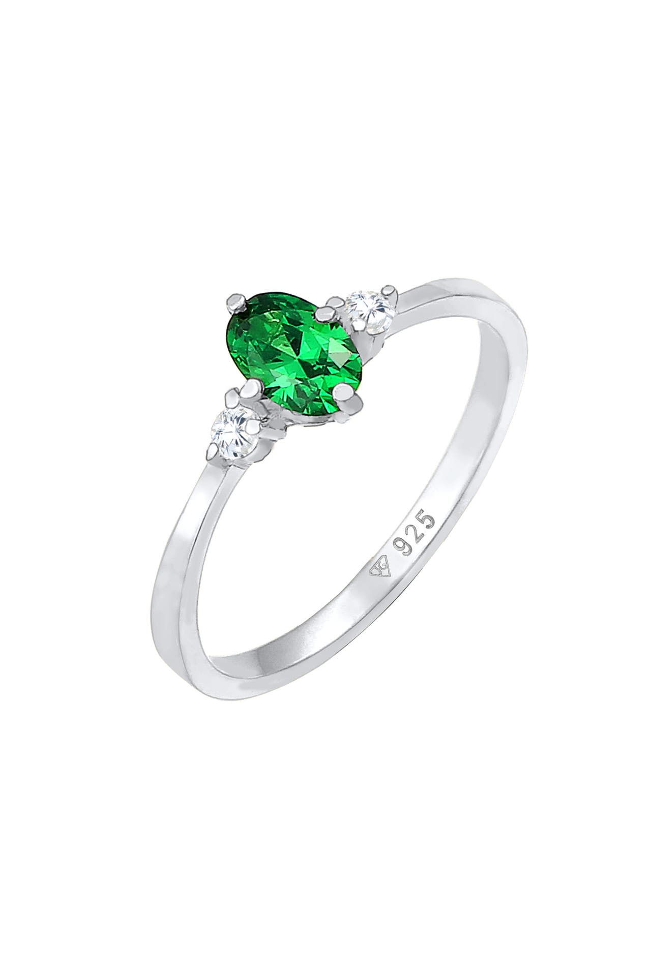 ELLI Ring Zirkonia Kristalle Grün Verlobung 925er Silber Silber, Bild 1