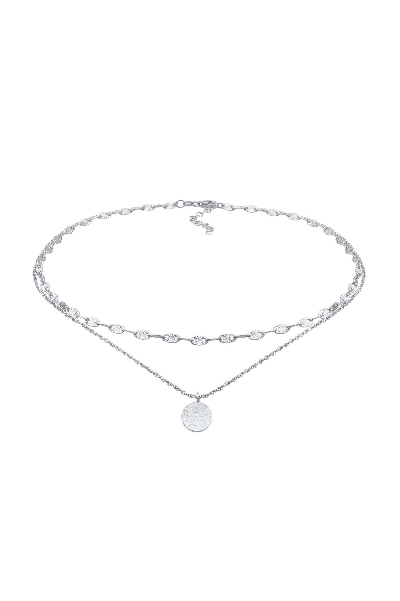 ELLI Kette Choker Layer Vintage Plättchen Anhänger 925 Silber Silber, Bild 1