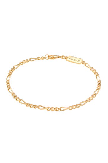 KUZZOI Armband Herren Figaro Massiv 925 Silber Gold