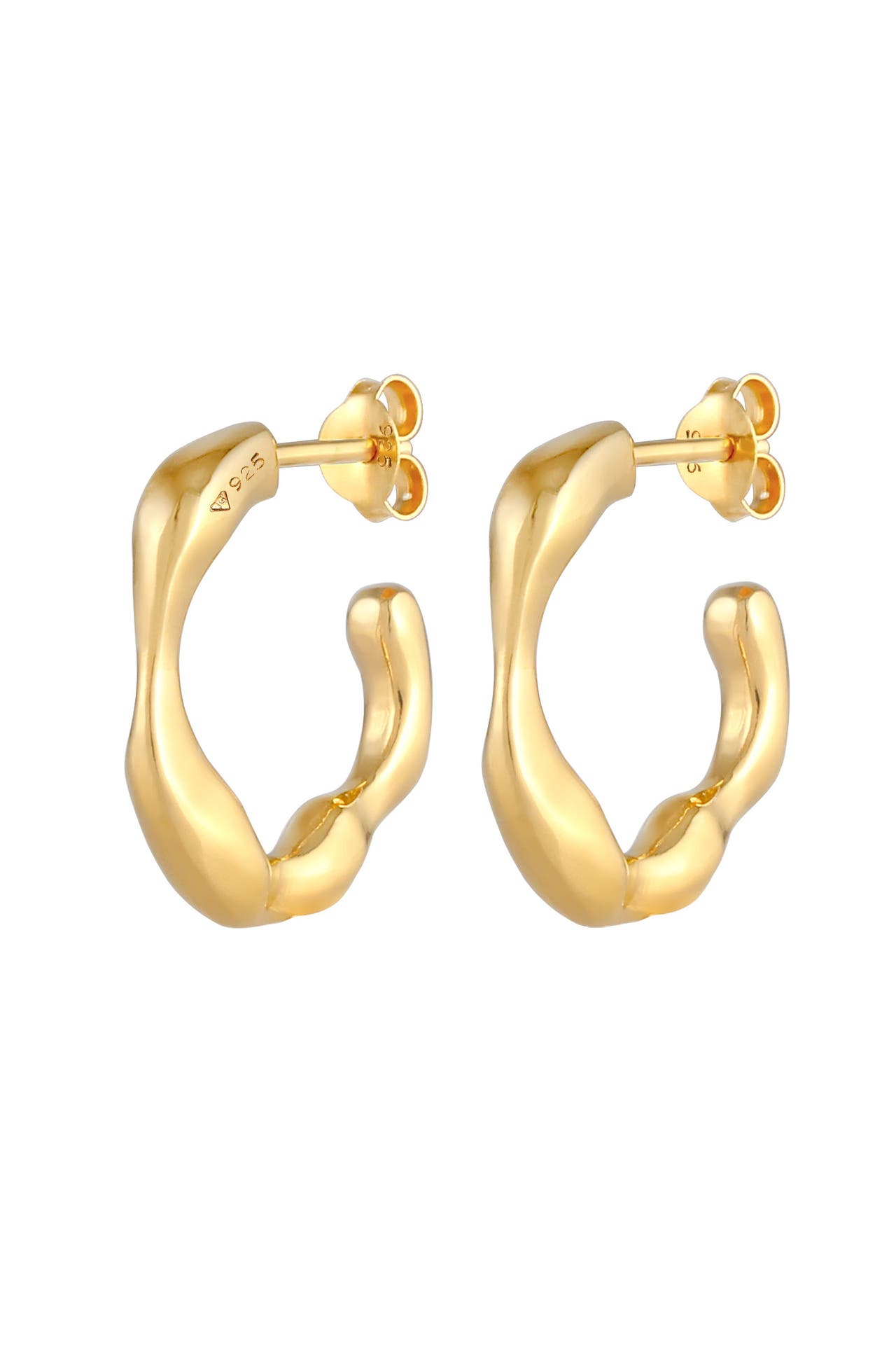 ELLI PREMIUM Ohrringe Creolen Stecker Organic Look 925 Silber Gold, Bild 1