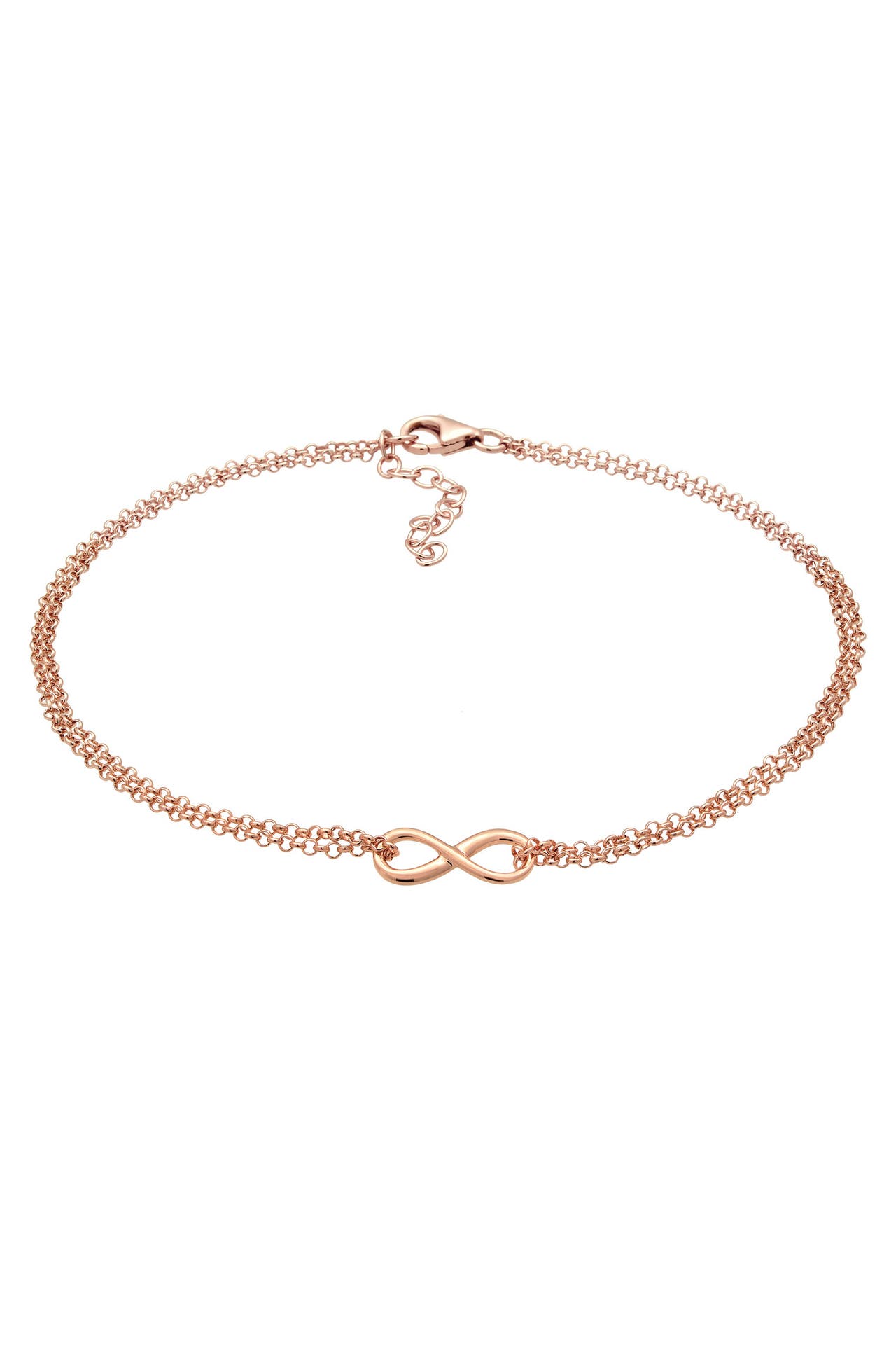 ELLI Fusskettchen Fußkette Infinity Unendlichkeit Symbol 925 Silber Rosegold, Bild 1