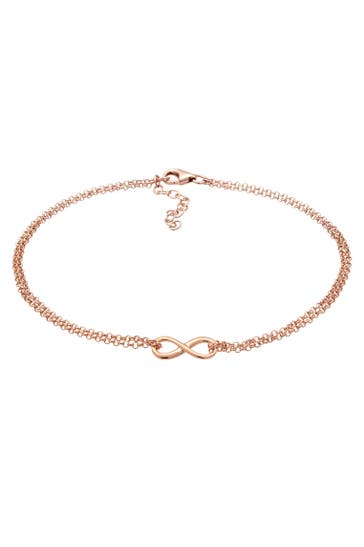 ELLI Fusskettchen Fußkette Infinity Unendlichkeit Symbol 925 Silber Rosegold