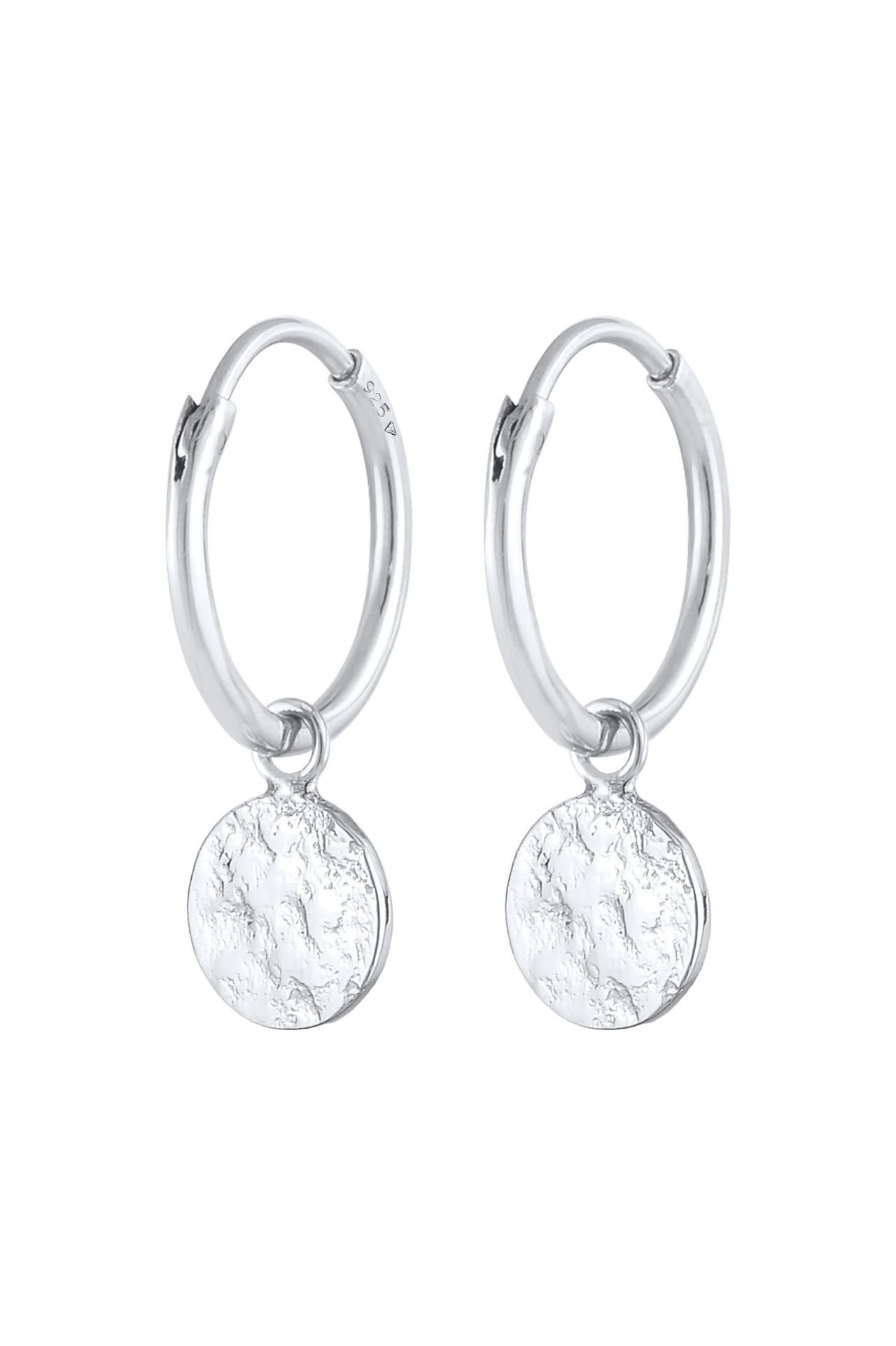 ELLI Ohrringe Creolen Plättchen Coin Organic Look 925 Silber Silber, Bild 1