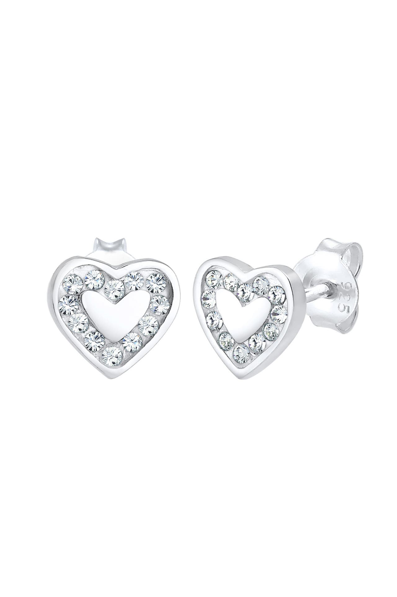 ELLI Ohrringe Ohrstecker Herz Glas Kristalle Weiß 925 Sterling Silber, Bild 1