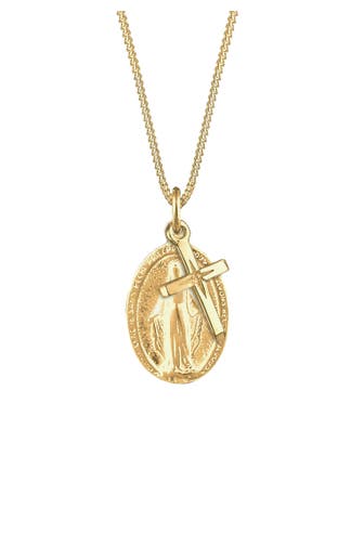 ELLI Kette Kreuz Marienbild Glaube Religion 925 Silber Gold