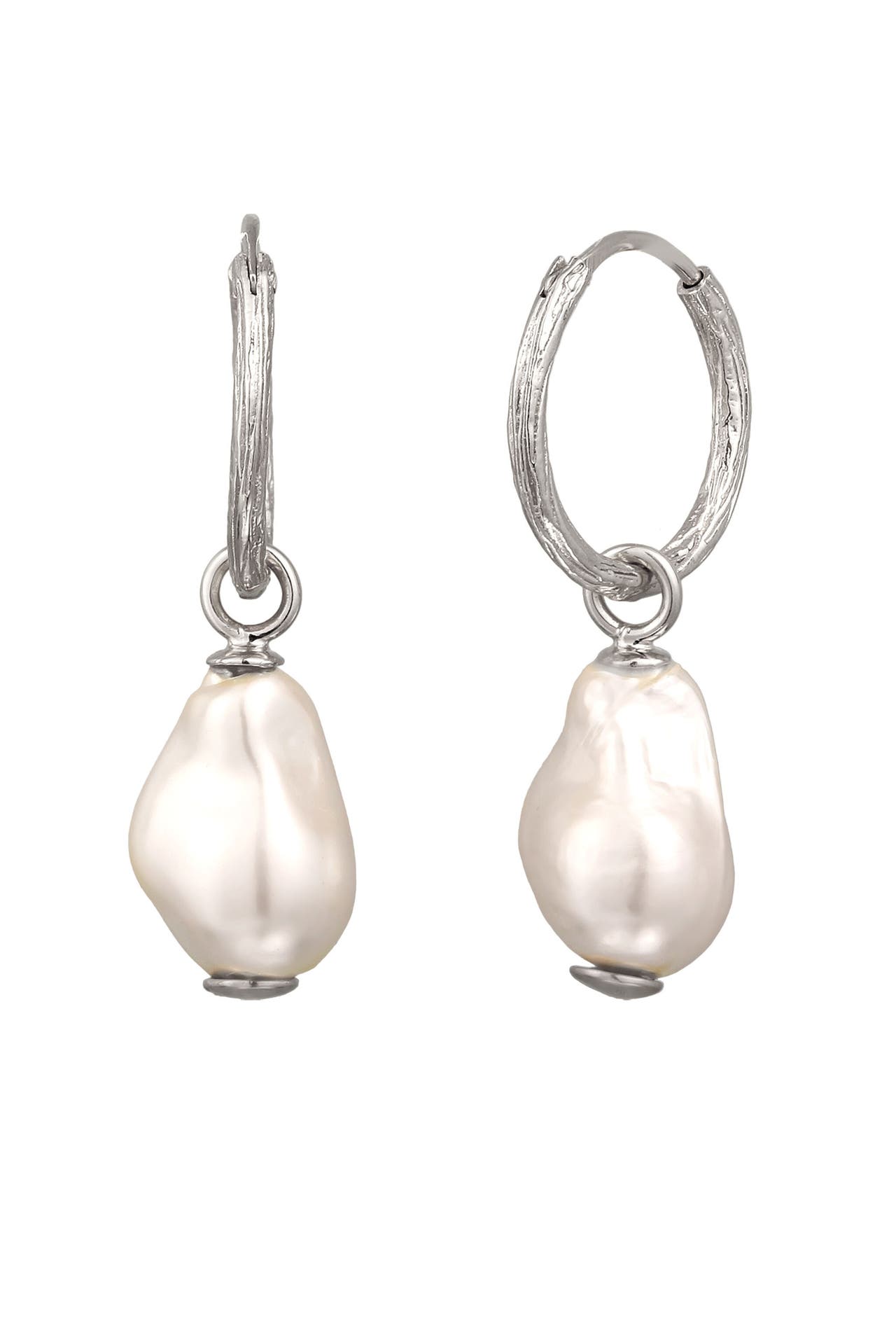 ELLI Ohrringe Creolen Muschelkernperlen Barock Weiß 925 Sterling Silber vergoldet Silber, Bild 1