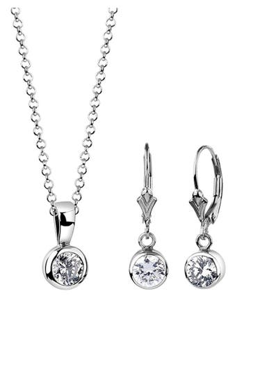 NENALINA Schmuckset Kette Ohrhänger Solitär Zirkonia Steine 925 Silber Silber