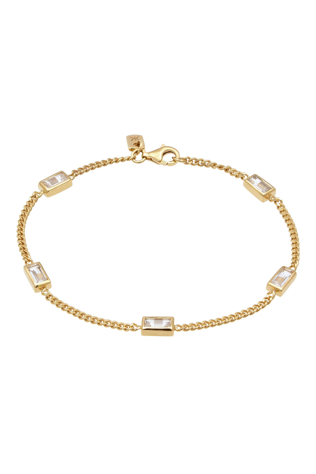 KUZZOI Armband Rechteck Topas Weiß 925 Sterling Silber Gold, Bild 1