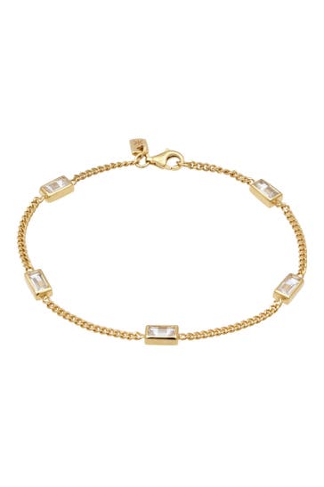 KUZZOI Armband Rechteck Topas Weiß 925 Sterling Silber Gold