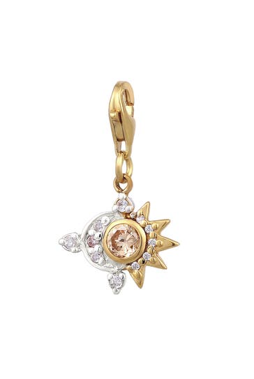 ELLI Charm Sonne Mond Zirkonia Weiß 925 Sterling Silber vergoldet