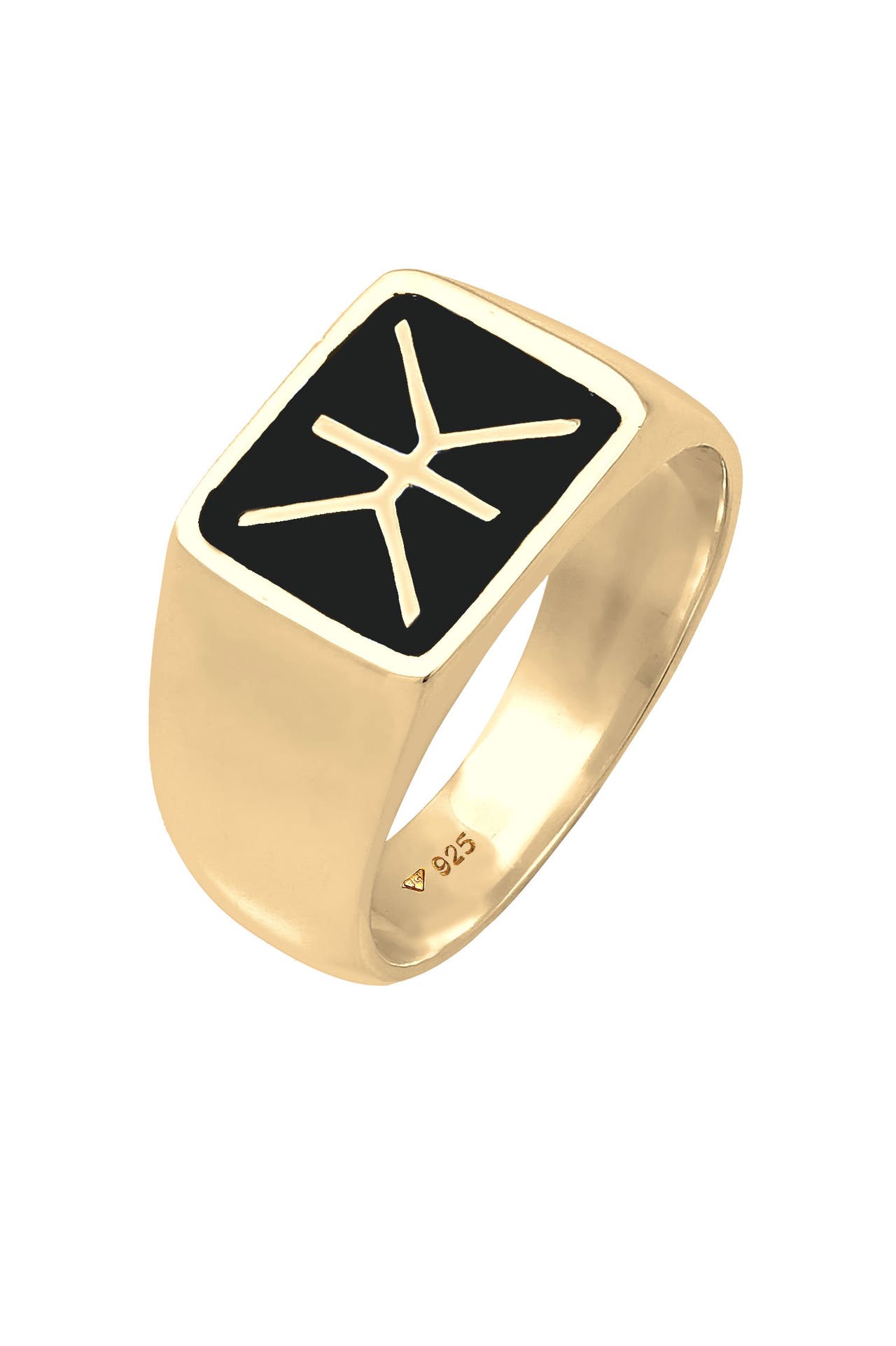 KUZZOI Ring Siegelring Emaille Logo 925 Silber Gold, Bild 1