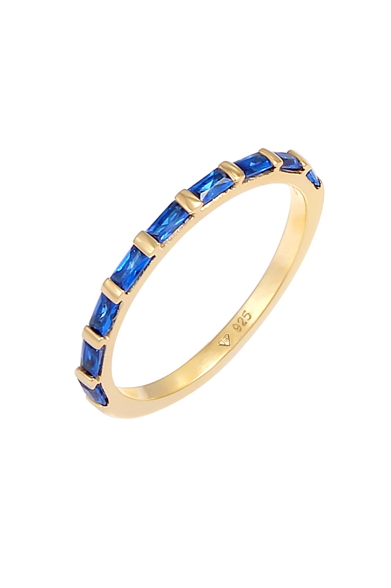 ELLI PREMIUM Ring Bandring Rechteck Saphir Blau 925 Silber Gold, Bild 1