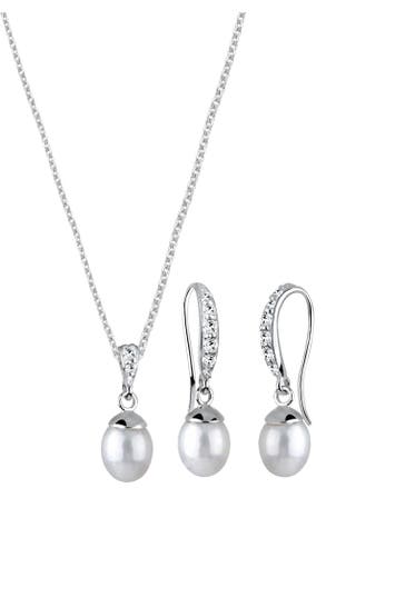 ELLI Schmuckset Elegant Perle Kristalle 925 Silber