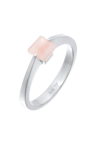 ELLI PREMIUM Ring Solitär Edelstein Viereck Klassik 925 Silber Silber