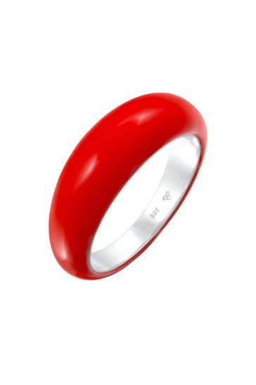 ELLI Ring Bandring Stapelring Emaille 925er Silber vergoldet Rot