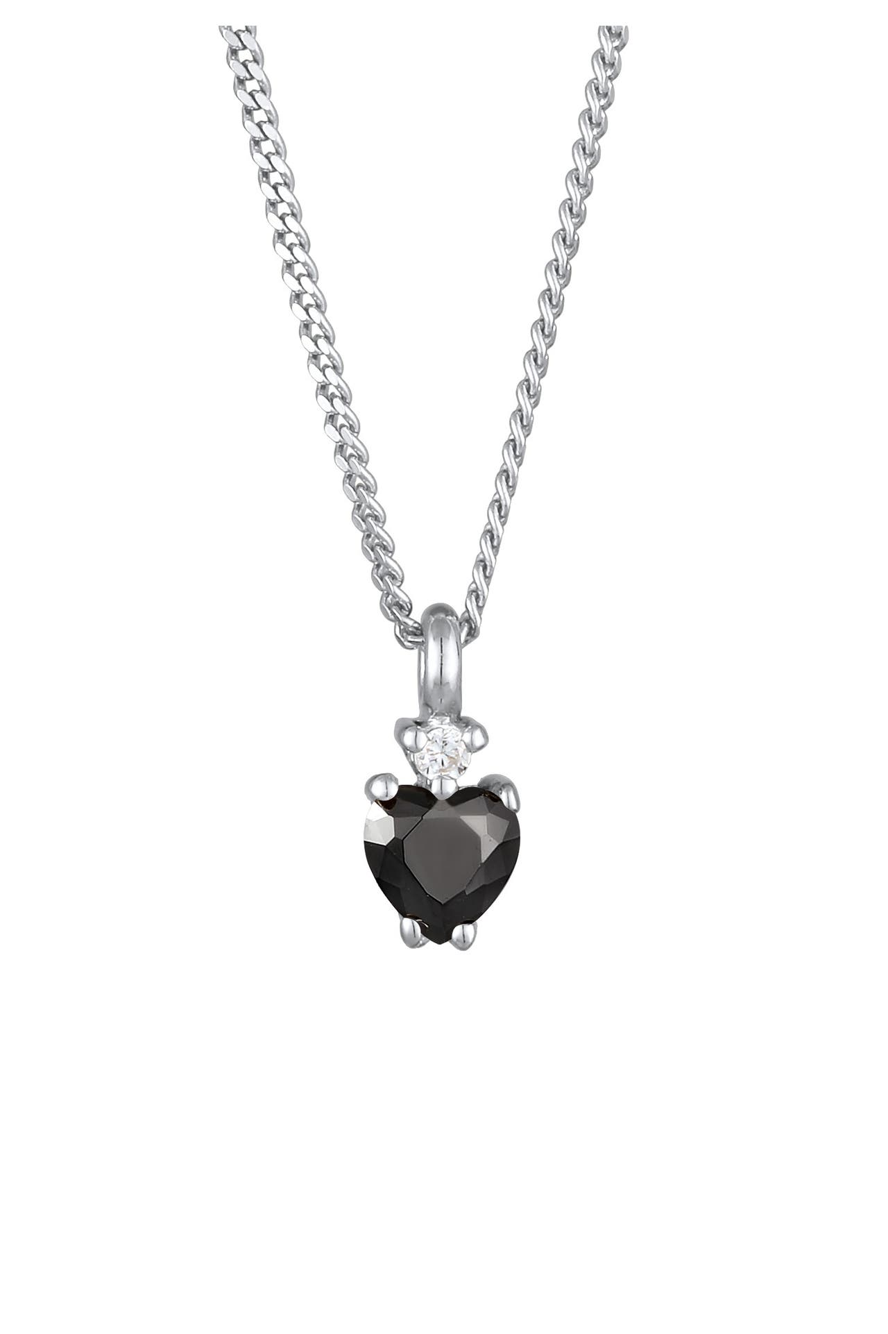 ELLI Kette Herz Zirkonia Solitär Funkelnd 925 Silber Vergoldet Silber, Bild 1
