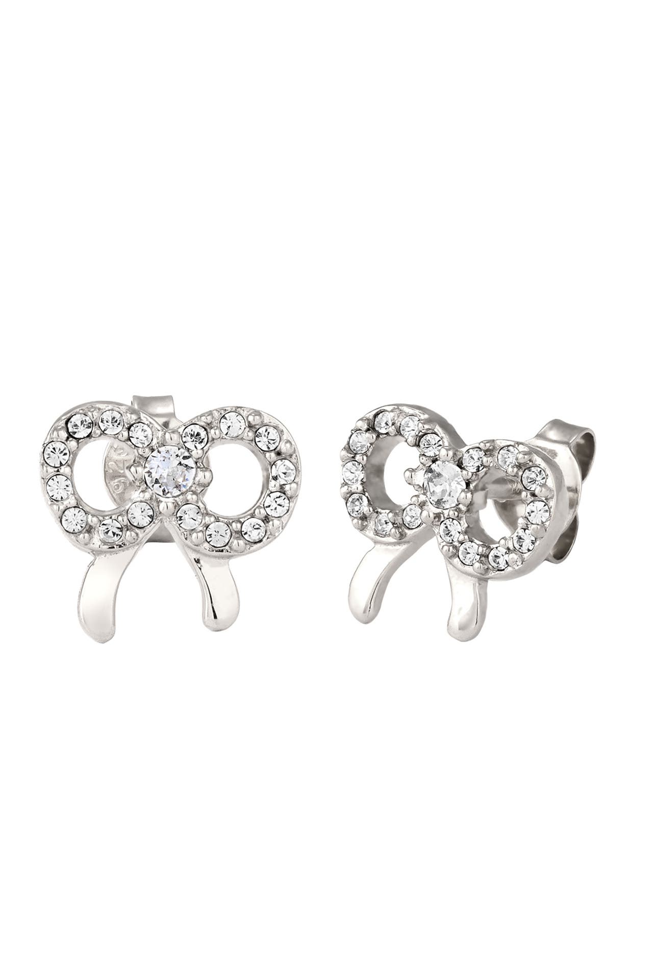 ELLI Ohrringe Ohrstecker Schleife Weiß 925 Silber vergoldet, mit Kristallen von Swarovski® Silber, Bild 1