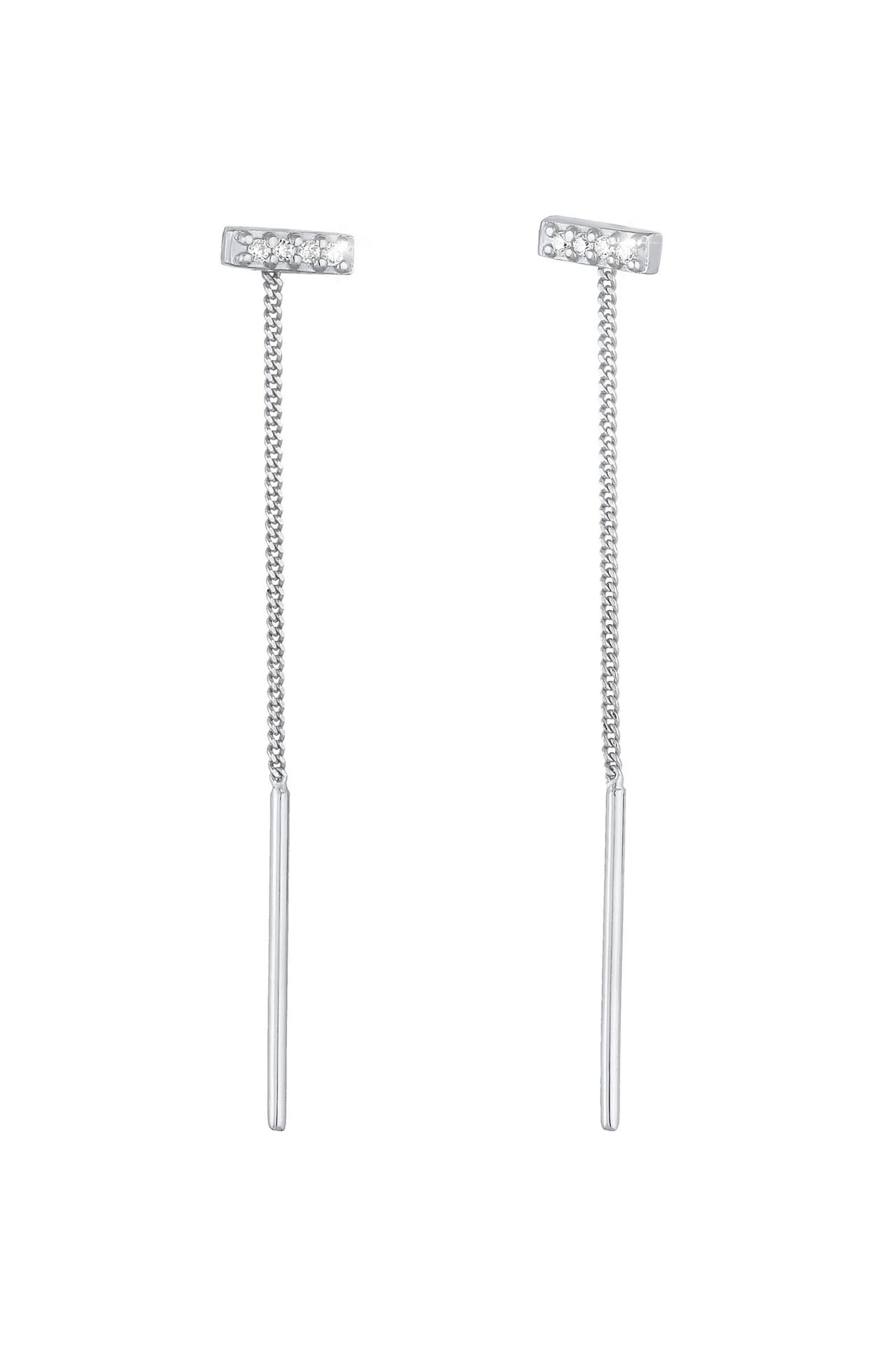 ELLI Ohrringe Zirkonia Stab Durchzieher Trend 925 Silber Silber, Bild 1