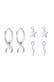 Ohrringe Creolen 3-Set Hänger Mond Stern Blitz 925 Silber Silber