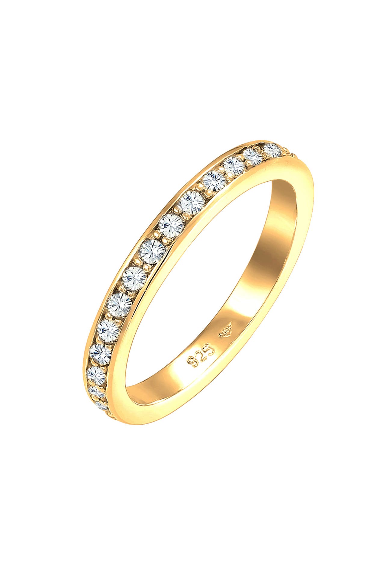ELLI Ring Bandring Memoire Glas Kristalle Weiß 925 Silber vergoldet Gold, Bild 1