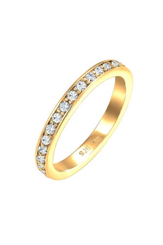 ELLI Ring Bandring Memoire Glas Kristalle Weiß 925 Silber vergoldet Gold