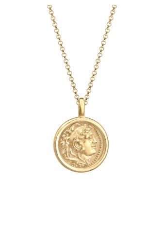 ELLI Kette Münze Plättchen Coin Vintage Antik 925er Silber Gold
