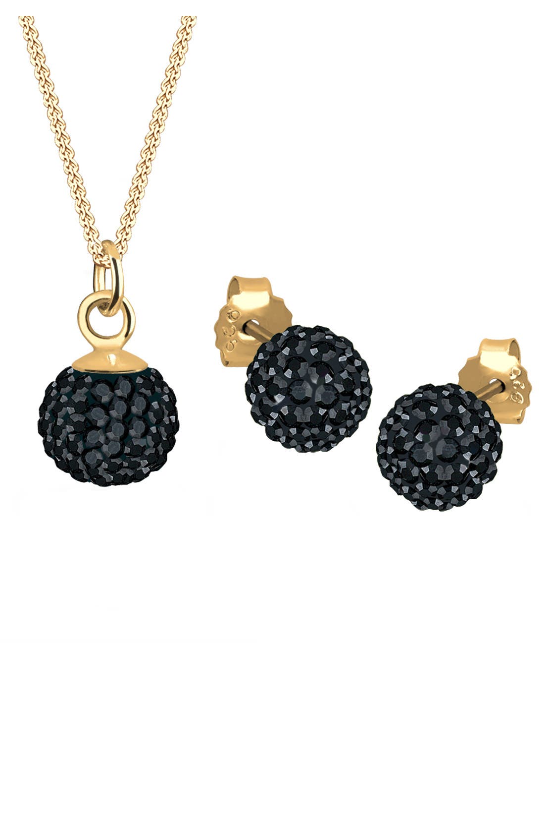 ELLI Schmuckset 925 Sterling Silber Vergoldet, mit Kristallen von Swarovski® Schwarz, Bild 1