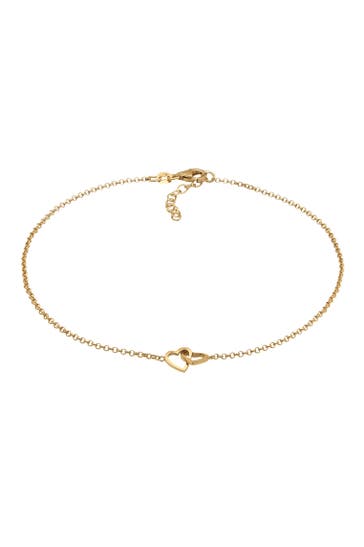 ELLI Fusskettchen Herz Liebe Verschlungen 925 Silber Gold