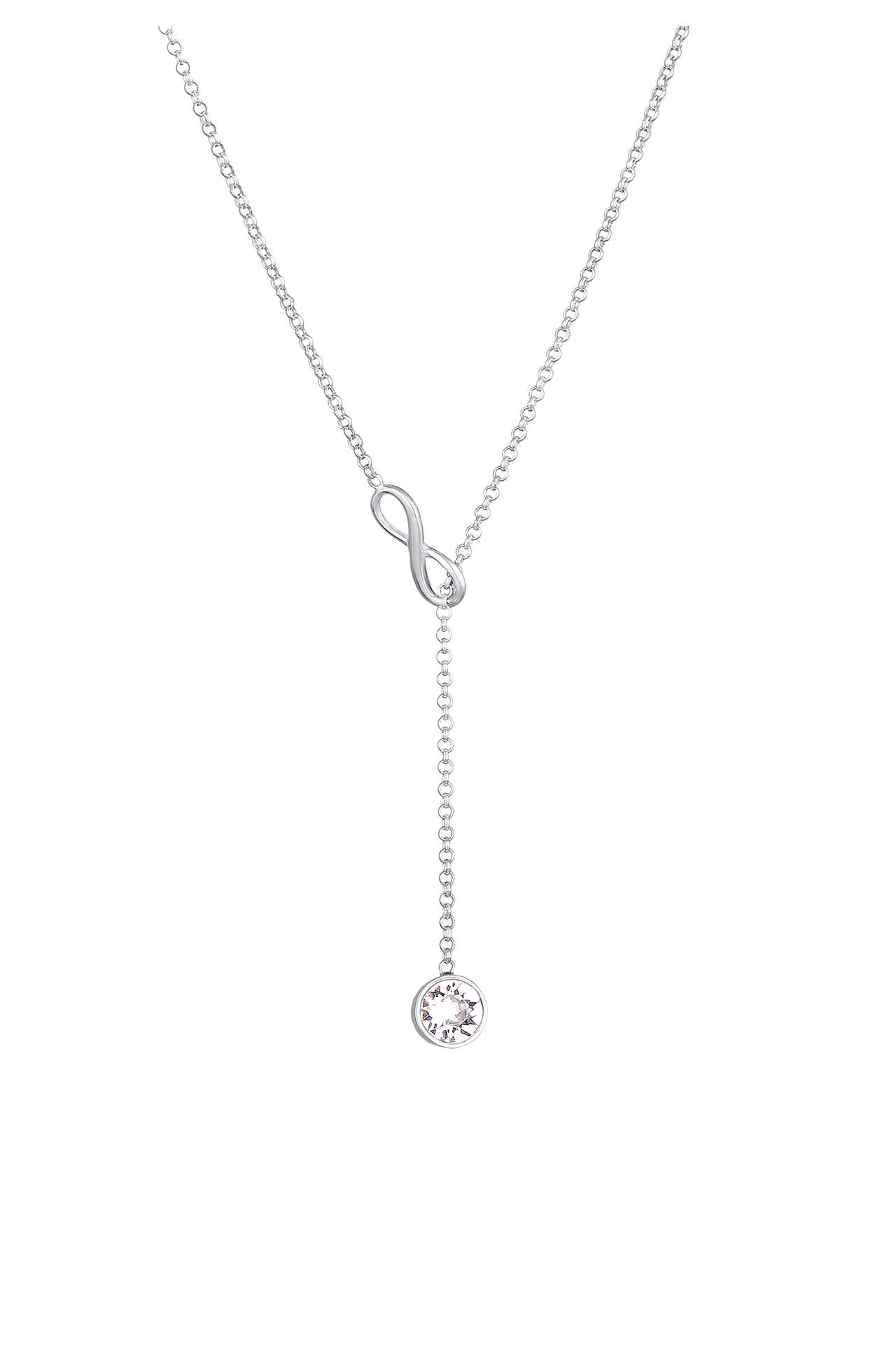 ELLI Kette Y-Kette Infinity Unendlichkeit 925 Silber, mit Kristallen von Swarovski® Silber, Bild 1