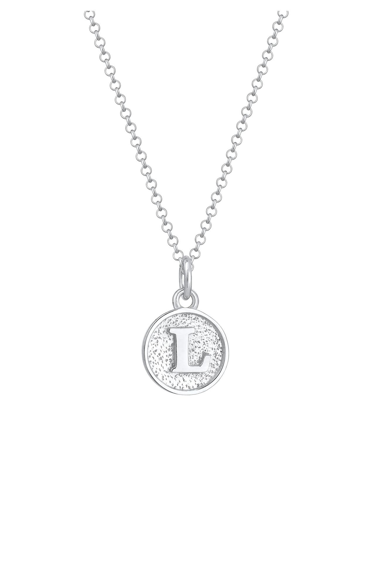 ELLI Kette Plättchen Vintage Buchstabe L Initialen 925 Sterling Silber Silber, Bild 1