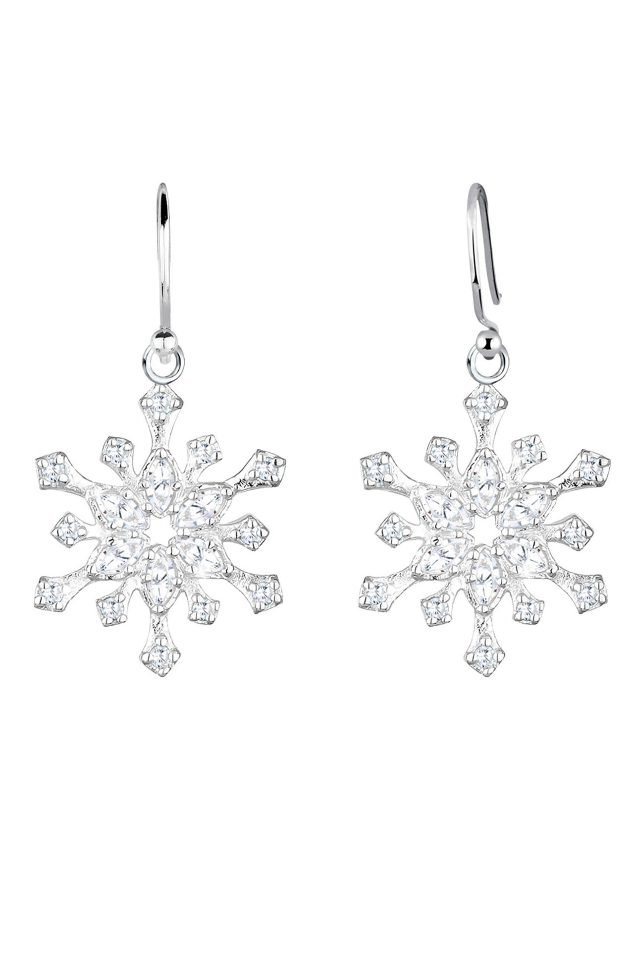 ELLI Ohrringe Schneeflocke Winter Zirkonia 925 Silber Weiß, Bild 1