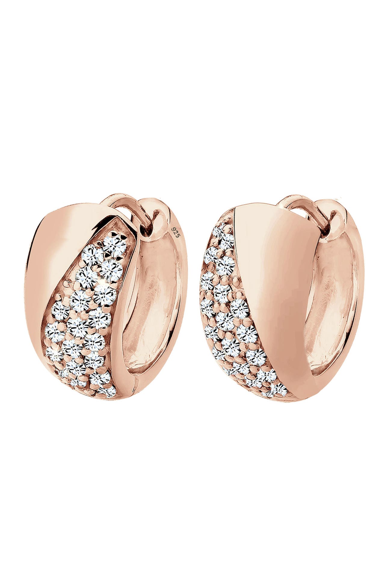 ELLI Ohrringe Creolen Elegant Kristalle 925 Silber Rosegold, Bild 1