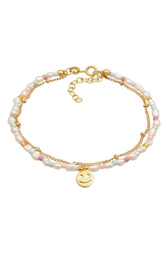 ELLI Armband Layer Smiling Süßwasserperlen Beads 925 Silber Gold