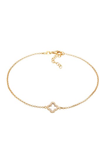 ELLI Fußschmuck Kleeblatt Zirkonia Glücksymbol Talisman 925 Silber