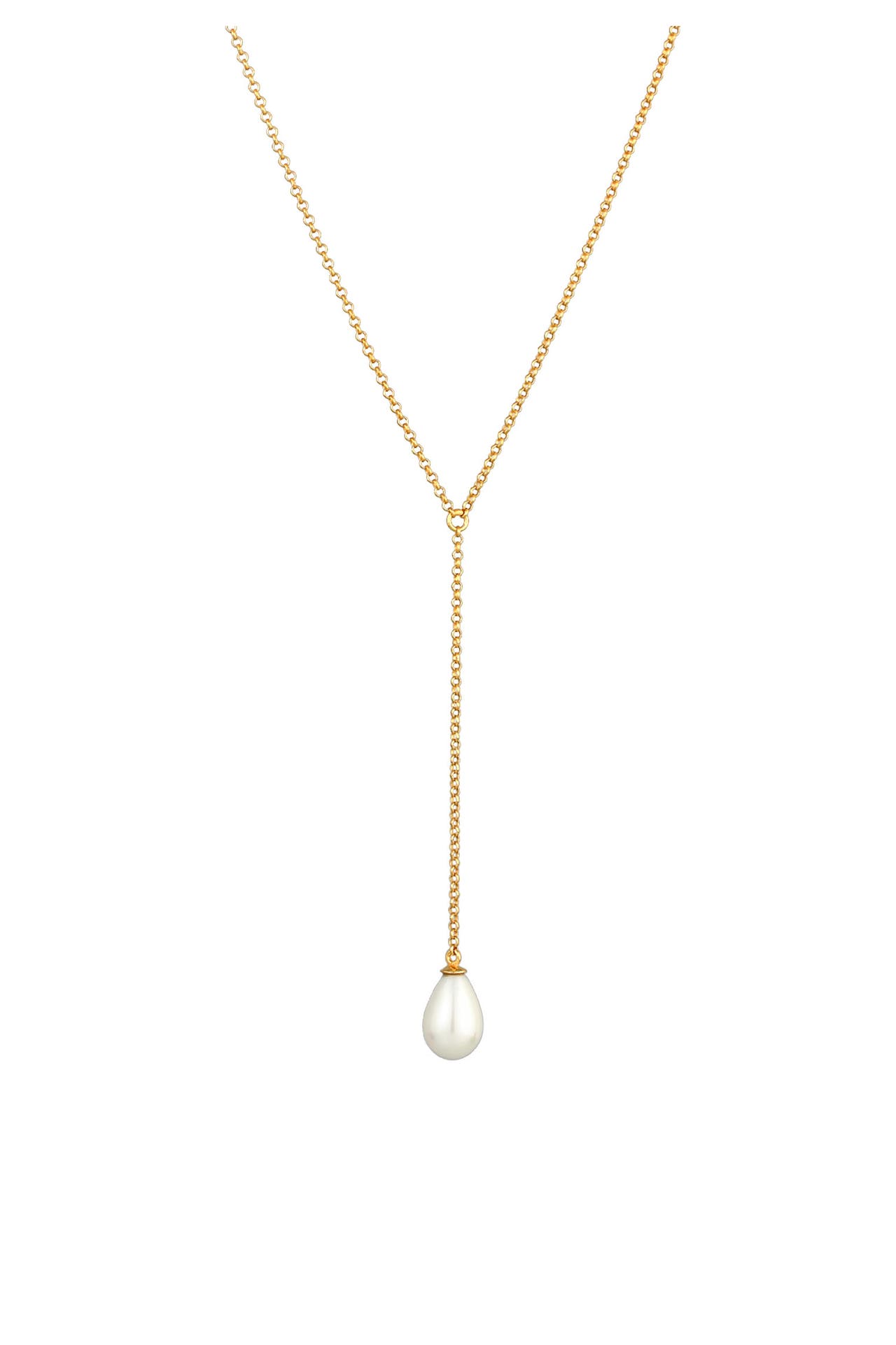 NENALINA Kette Y-Kette Muschelkernperle 925 Silber Gold, Bild 1