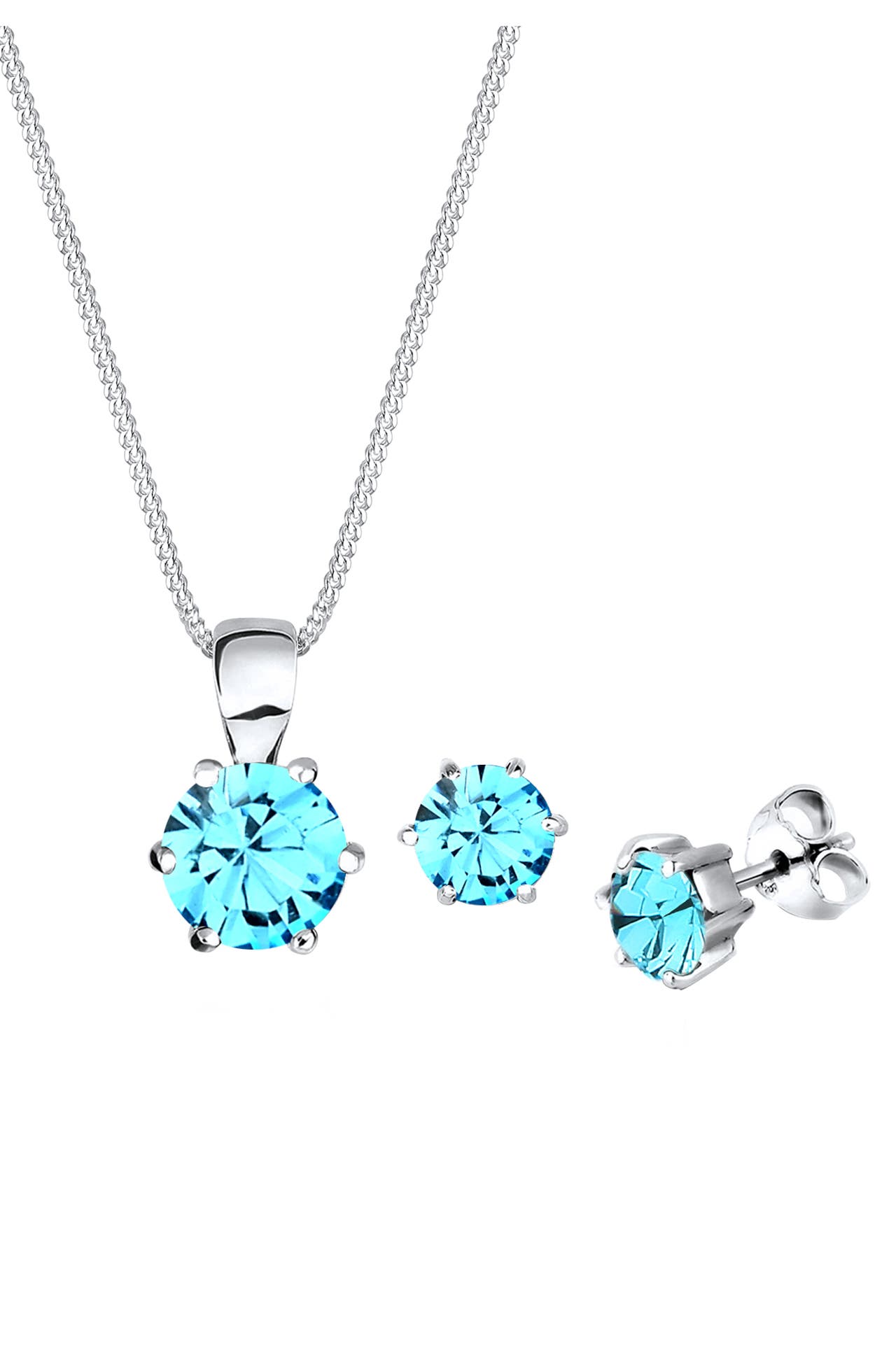 ELLI Schmuckset 925 Sterling Silber, mit Kristallen von Swarovski® Hellblau, Bild 1