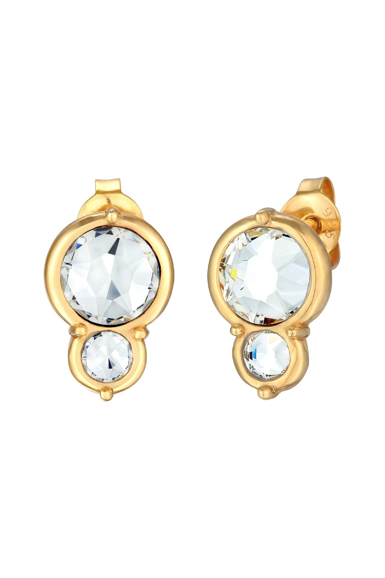 ELLI Ohrringe Elegant Rund 925 Silber, mit Kristallen von Swarovski® Gold, Bild 1