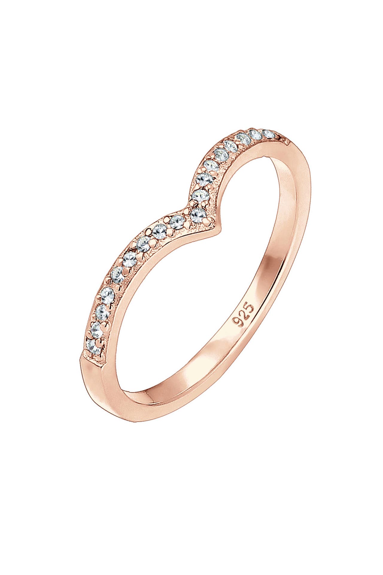 ELLI Ring V-Form Glas Kristalle Weiß 925 Sterling Silber Rosegold, Bild 1